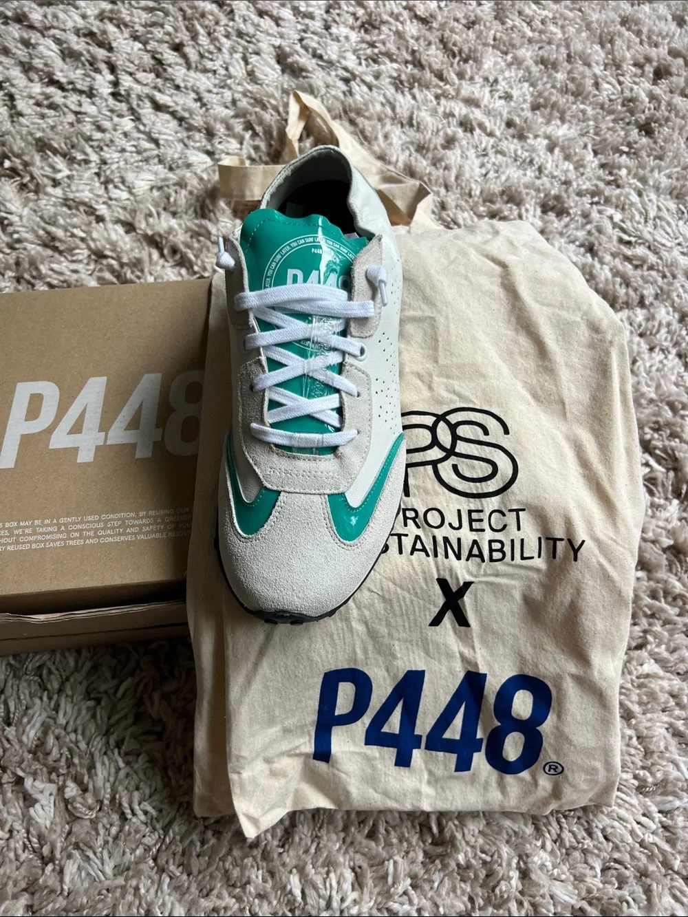 P448 White & Acqua Sneakers
